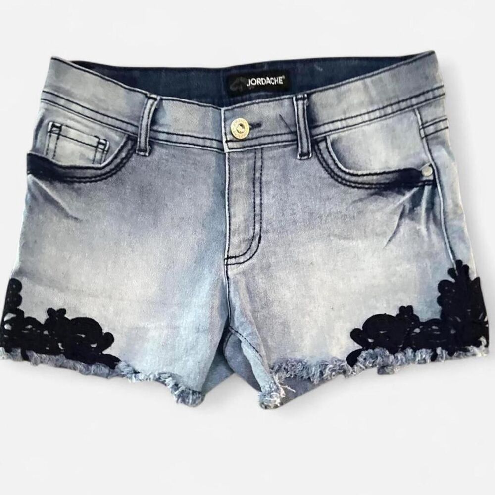 Jordache Girl's Light Blue Jean Shorts with Embroidered Detail